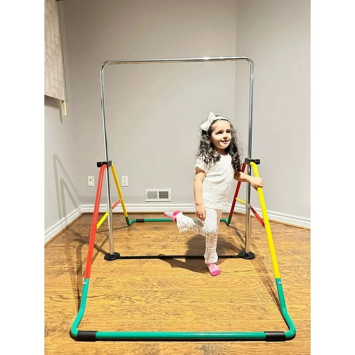'- Gymnastics Bar Home Adjustable Kids' Playground Red/Yellow, Folding Training & Equipment, Expandable