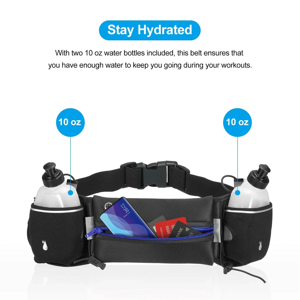 Water Pouch, Bottles, Blue Pack Waist Running Uxcell Running Belt Hydration with Dark