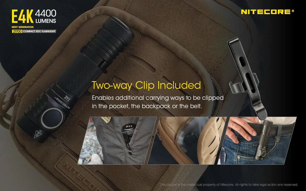 '- Charger and E4K 4400Lm Next Flashlight Eco-Sensa Cord generation +UI1 Batteries Combo: NL2150HPR USB and w/NL2140 USB NITECORE
