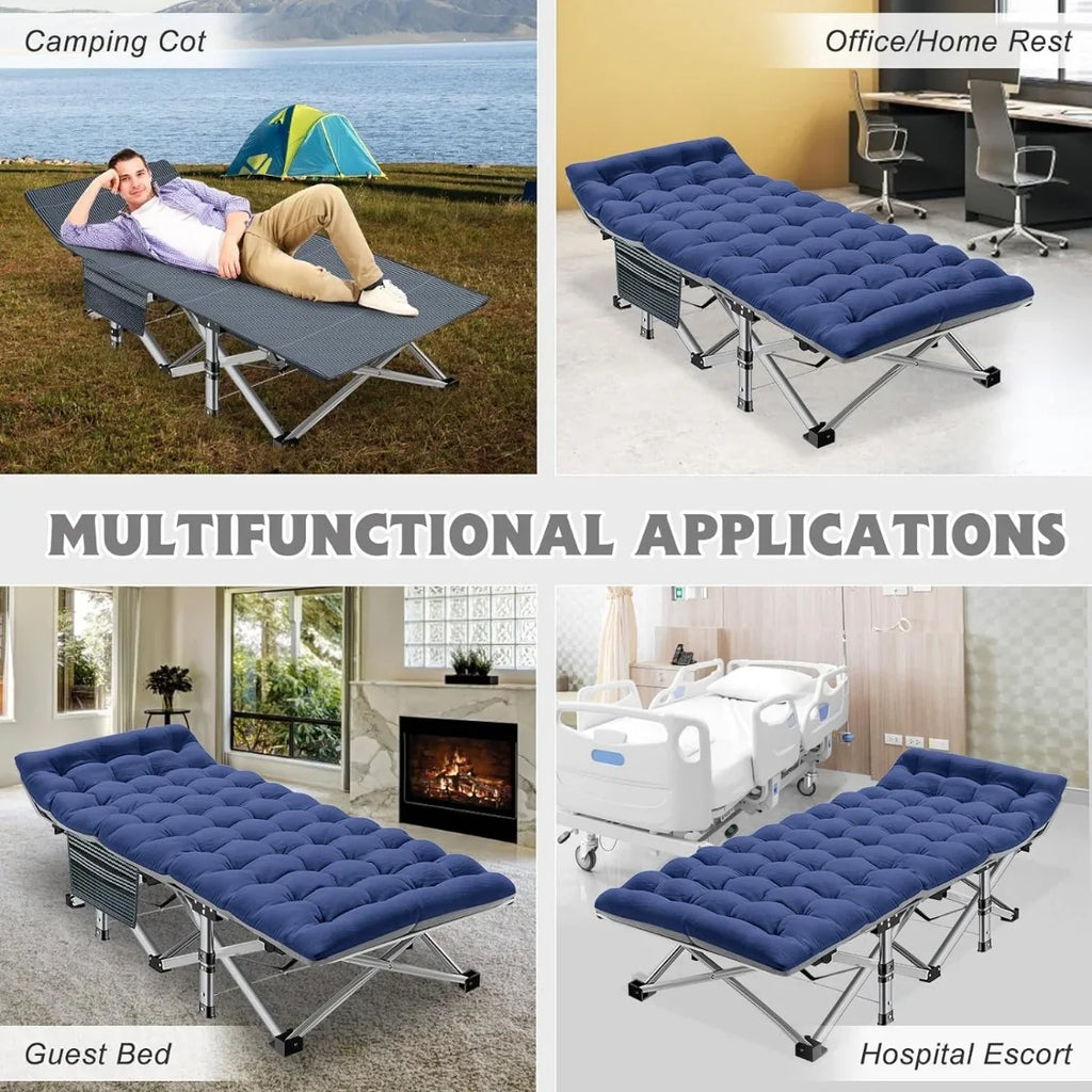 Bed Cots Camping Layer Oxford Camp Bag,1200 Outdoor Adults, for Carry W/Mat Travel with Cot Heavy D Folding Duty