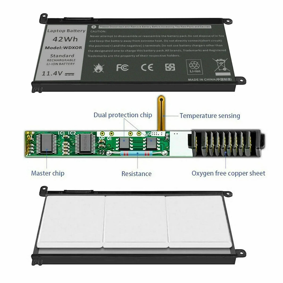 Battery WDX0R For WDXOR 5770 CYMGM 17 Inspiron Dell 42Wh