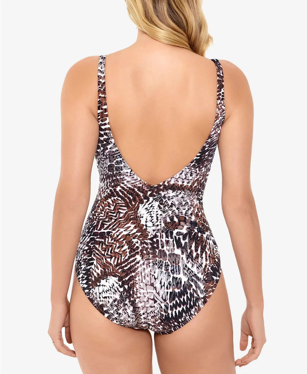 Brown SOLUTIONS Piece Printed Control 10 Swimsuit Women's SWIM Halter Tummy One