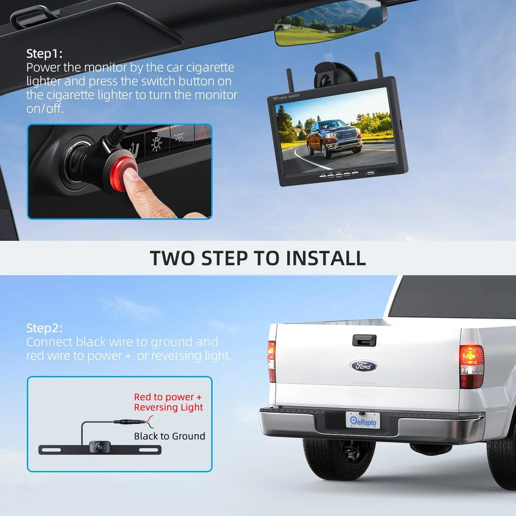 HD Backup Camera 7 RV/Trailer/Truck/Van for 1080P AWT7 IR eRapta Wireless Night Monitor Vision IP69 Inch Waterproof