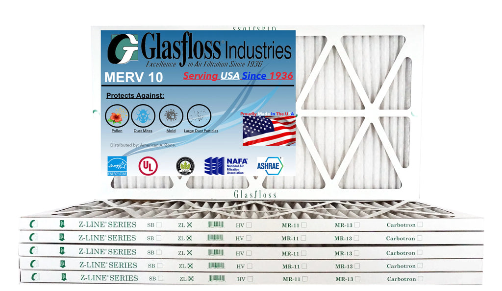 15x25x1 Glasfloss x - - 14.5 24.5x7/8 10 in USA - MERV (Actual Filter -Qty:6 inch) Air Furnace Made Size: