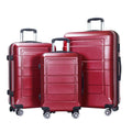 Lock, 3pcs TSA Luggage with Hardside 20"+24"+28" Luggage, Red Traveling Set,