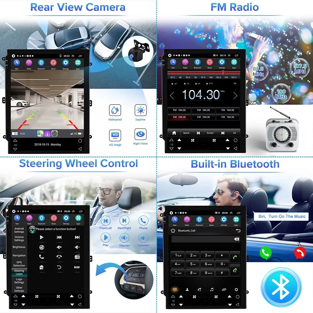 2007-2012 Cadillac AHD Auto GPS for Backup Radio Carplay Touchscreen Android Car 9.7'' Camera SLS/Escalade Android WIFI Stereo USB, Podofo 2+32G Wireless FM Bluetooth
