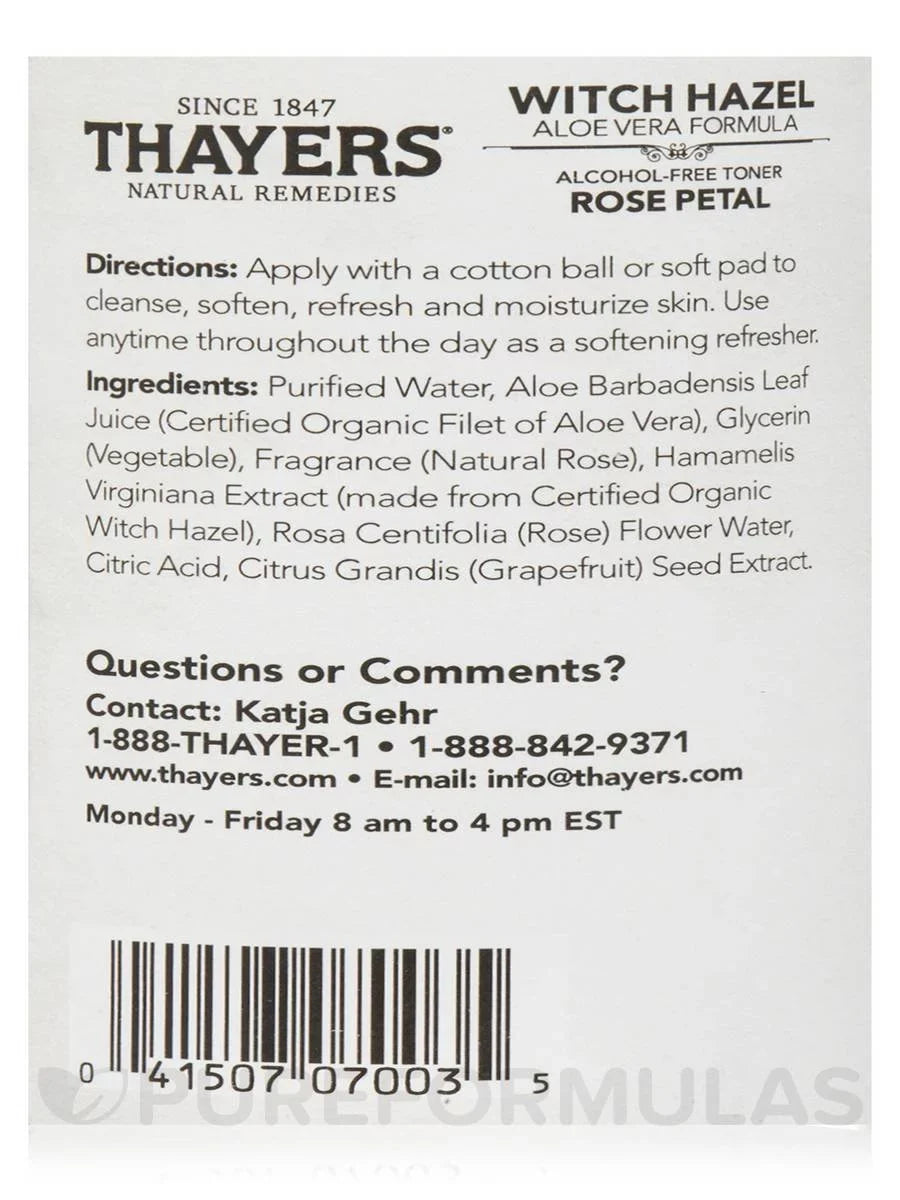 Thayers fl - Toner, Aloe 12 oz Hazel Rose Vera Witch Petal, Pack 3