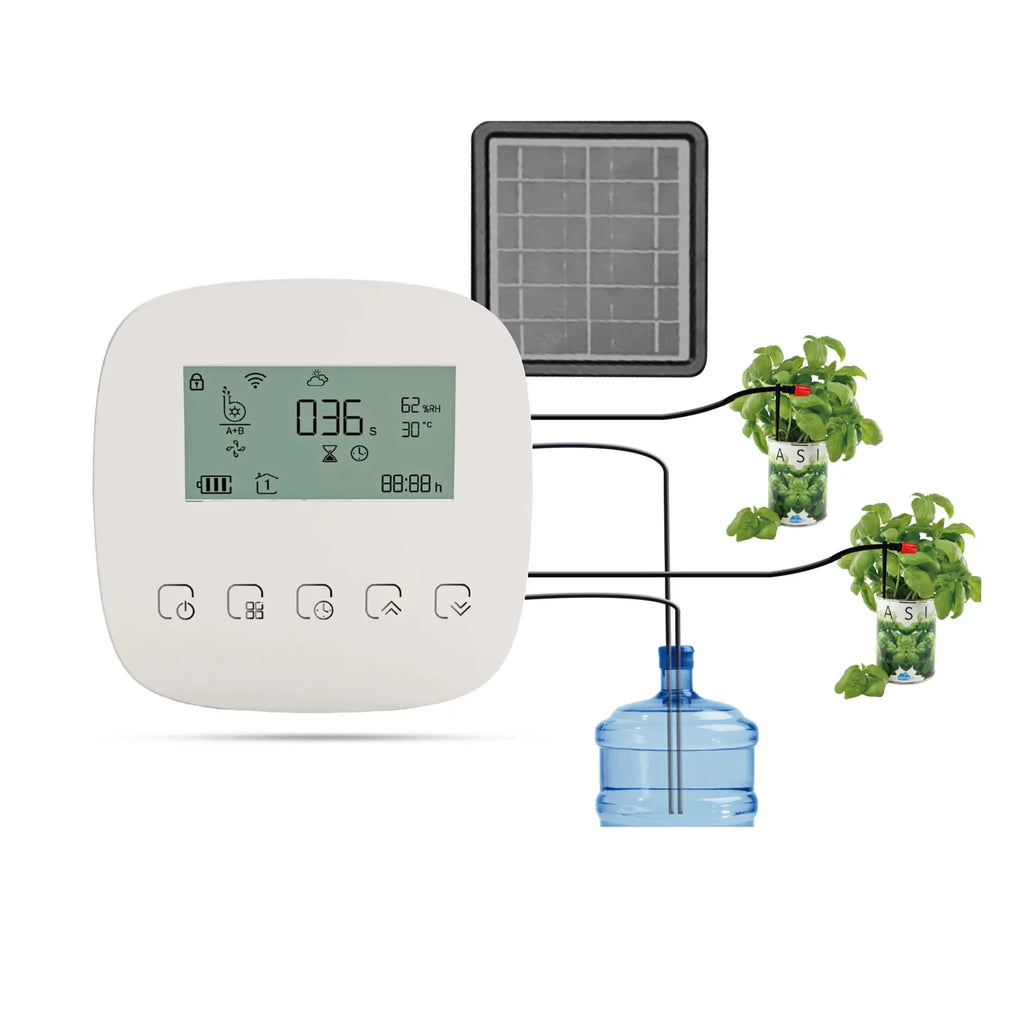 Built-in Charging Smart Time Manual Panel/ Solar System Arealer Compatible Watering Programmable Home USB Control with WiFi/ System Watering Battery Device Watering Voice/ Automatic for Dual Pump