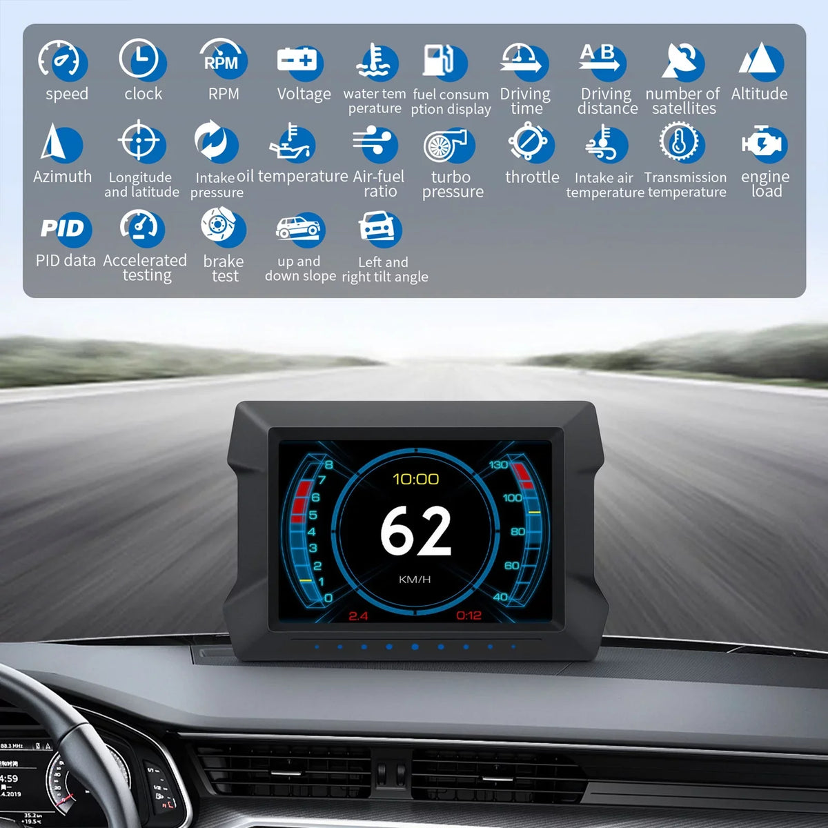 and P22 Slope Diagnostic Multi-Functions Driving Universal Car Trip OBDⅡ Vehicles All Computer Speedometer HUD Meter Computer Car Digital for Overspeed Gauge,