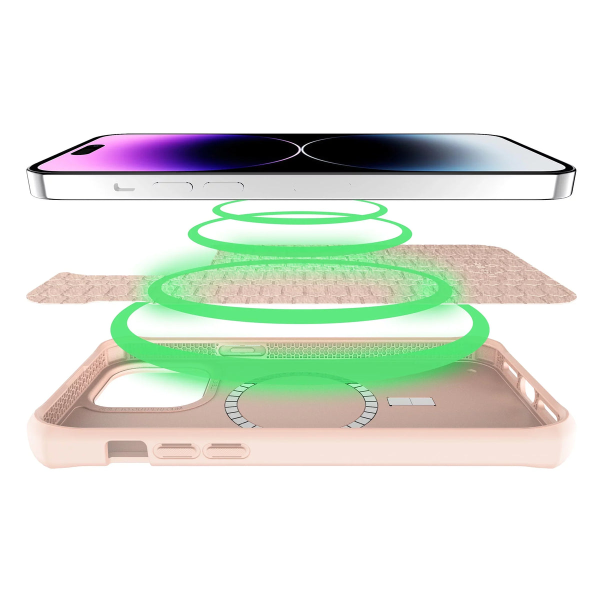 '- FOR RECYCLED LIGHT CASE PRO 14 IPHONE PINK SILK MATERIALS - SPECTRUM-R MAGSAFE 100% (6.1") - COMPATIBLE - ITSKINS SERIES