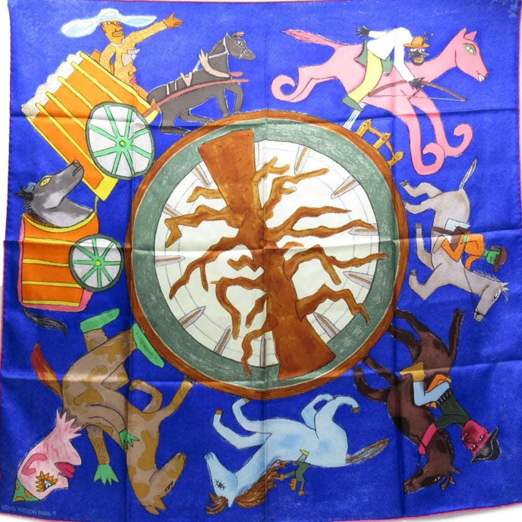 Estimated Blue Wilson Silk (Good) Pre-Owned Scarf William Vuitton Louis