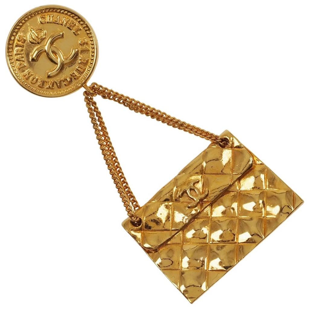 Cocomark Vintage Gold Pre-Owned Chanel (Good) Bag Motif Plated Brooch 23 Women's Matelasse
