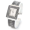 Decorated Western Women's Square Bangle Cuff Face Style Metal Silver Watch