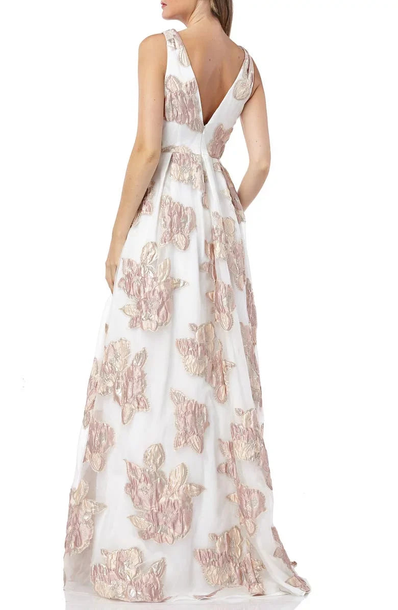 US Valvo Marc Carmen Infusion Organza Gown, BLUSH/IVORY Pleated 8 Women's