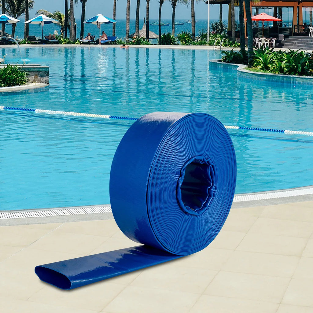 Blue Ideal Clamps, Hose, Discharge for & VEVOR Weather-proof Heavy Flat Lay 105', & Swimming Fabric Transfer, with Water 1-12" Hose, Backwash Hose Drain Burst-proof, Pool Duty x