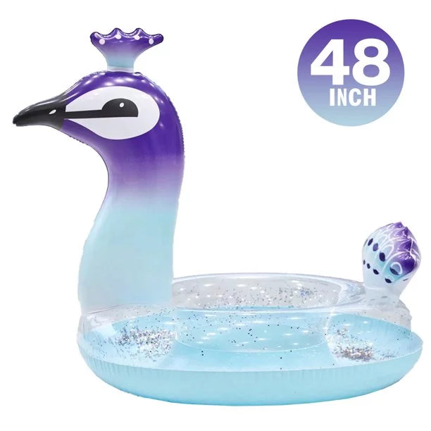 Alder Floaties Ring Party Float Glitter Toys lake with for Pool Adult Fast Swim Designed Lounge and Inch Children 48 Decoration Raft | Inflatable Peacock Tube, Beach Valves