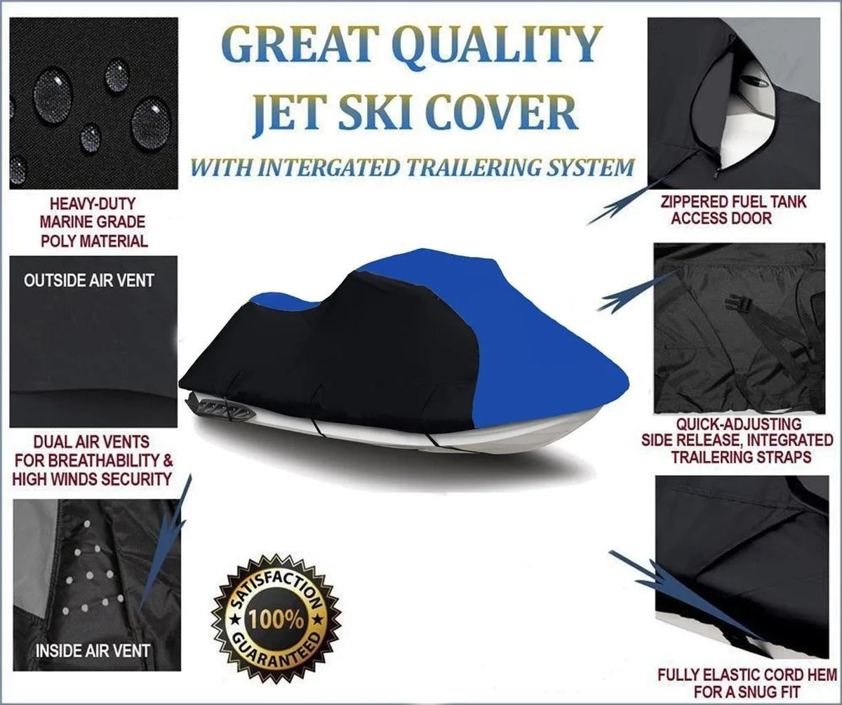 Cover 1997 Compatible / Jet 2002 DENIER Kawasaki 600 Trailerable 2001 STS Ski HEAVY-DUTY, 1999 Cover BLACK STX 1998 / for 900 BLUE 1100