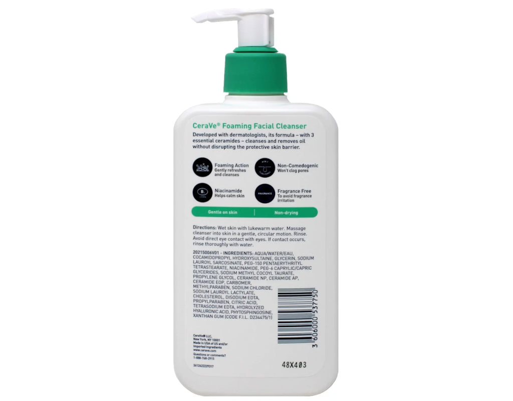 with Fragrance-Free Hyaluronic CeraVe Acid Foaming Wash Cleanser. Face Face