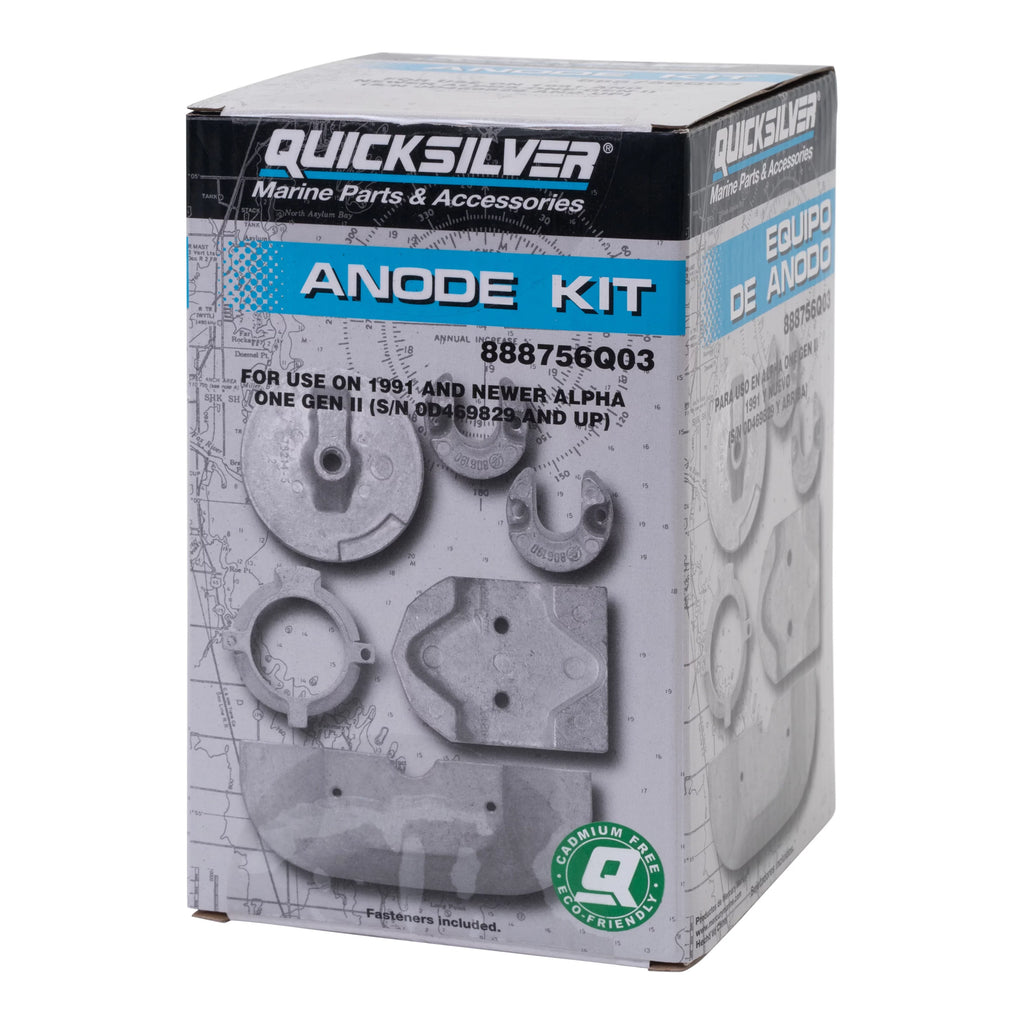 One Anode Kit Gen Quicksilver Alpha II 888756Q03 Aluminum