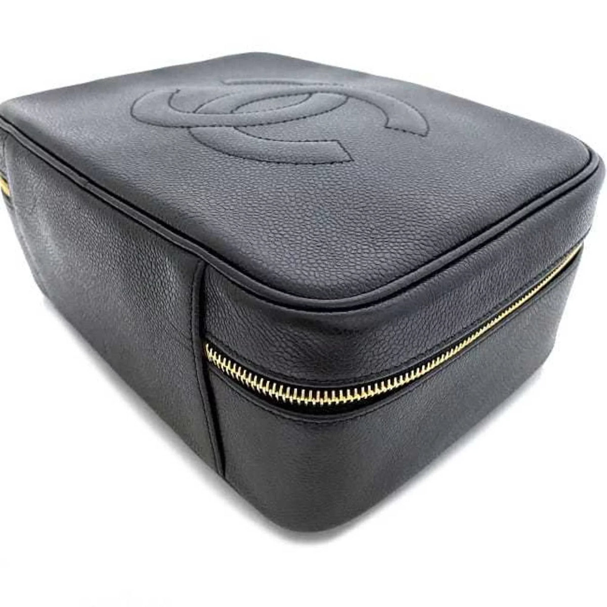 Chanel Vanity Stitch 4th Pre-Owned Gold Leather Bag A07061 Skin CHANEL Cocomark (Good) Handbag GP Caviar