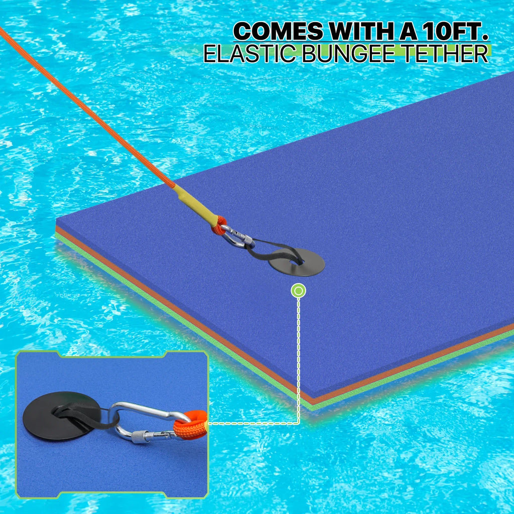 Tear-Resistant XPE Mat River Recreation Float Water for Water Activities, Magshion Water Lily Floating 6x2ft Lake Pool 3-Layer Pad, Ocean Pad Foam Outdoor Floating Blue Mat,