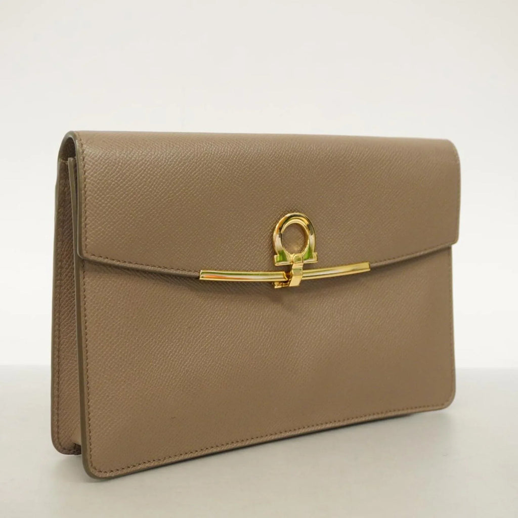 Women's Brown Pre-Owned Gancini (Good) Leather Bag Shoulder Salvatore Ferragamo