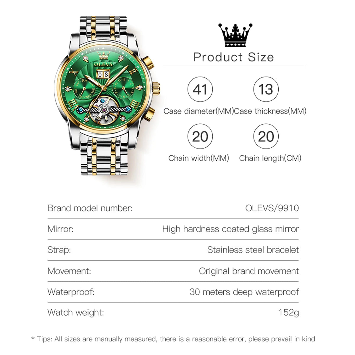 Automatic Mens Dress OLEVS Watches Diamond Business Stainless for Watches Steel Band Skeleton Men Self-Winding Luxury