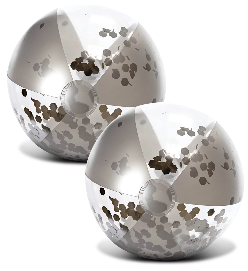 '- Premium 16 Balls, Bundle Duty Water Float for 4 Heavy Toys Size Balls Inch, Decor Pool Pack Beach Inflatable Fun Confetti Silver Gold Pool - 4 Mozlly of Party, Vacation, Beach, of & Set Lake,