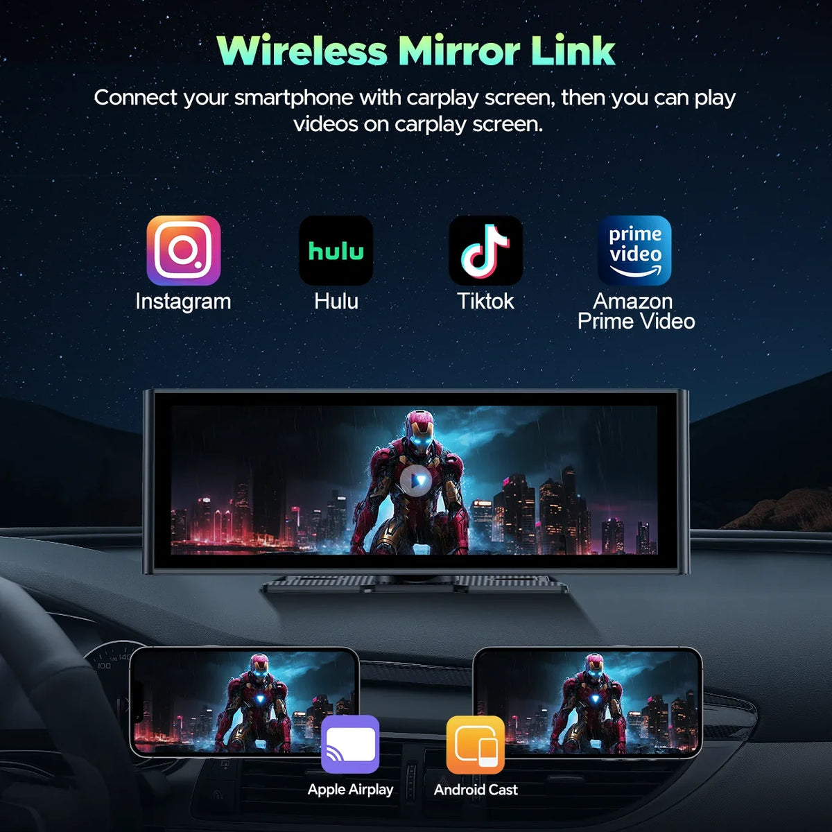 Android Front Play 1080P TOGUARD Car 4K Touch Dash 9.26" Camera/Loop Radio, Stereo Car Rear Rear Link Screen, Navigation/Mirror Cam, and Car View Apple with Auto, Recording/GPS Wireless Carplay