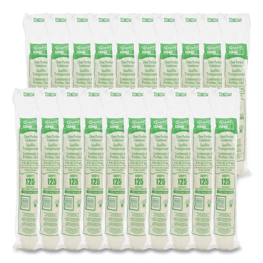 oz. (2500/Carton)] Portion Dart Complements - Polypropylene Conex Clear 400PC Containers 4