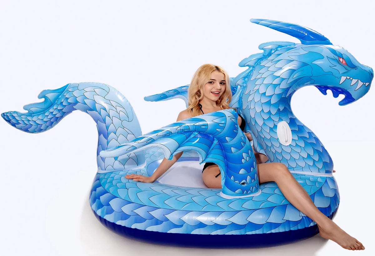 Adults Long Floatie Pool Float, DreambuilderToy and Cool On Party Dragon Float Pool Valve, Faster Kids Float) for Summer Raft Inflatable Giant Lounge Pool Dragon with Beach Ride (Dragon 9 Feet