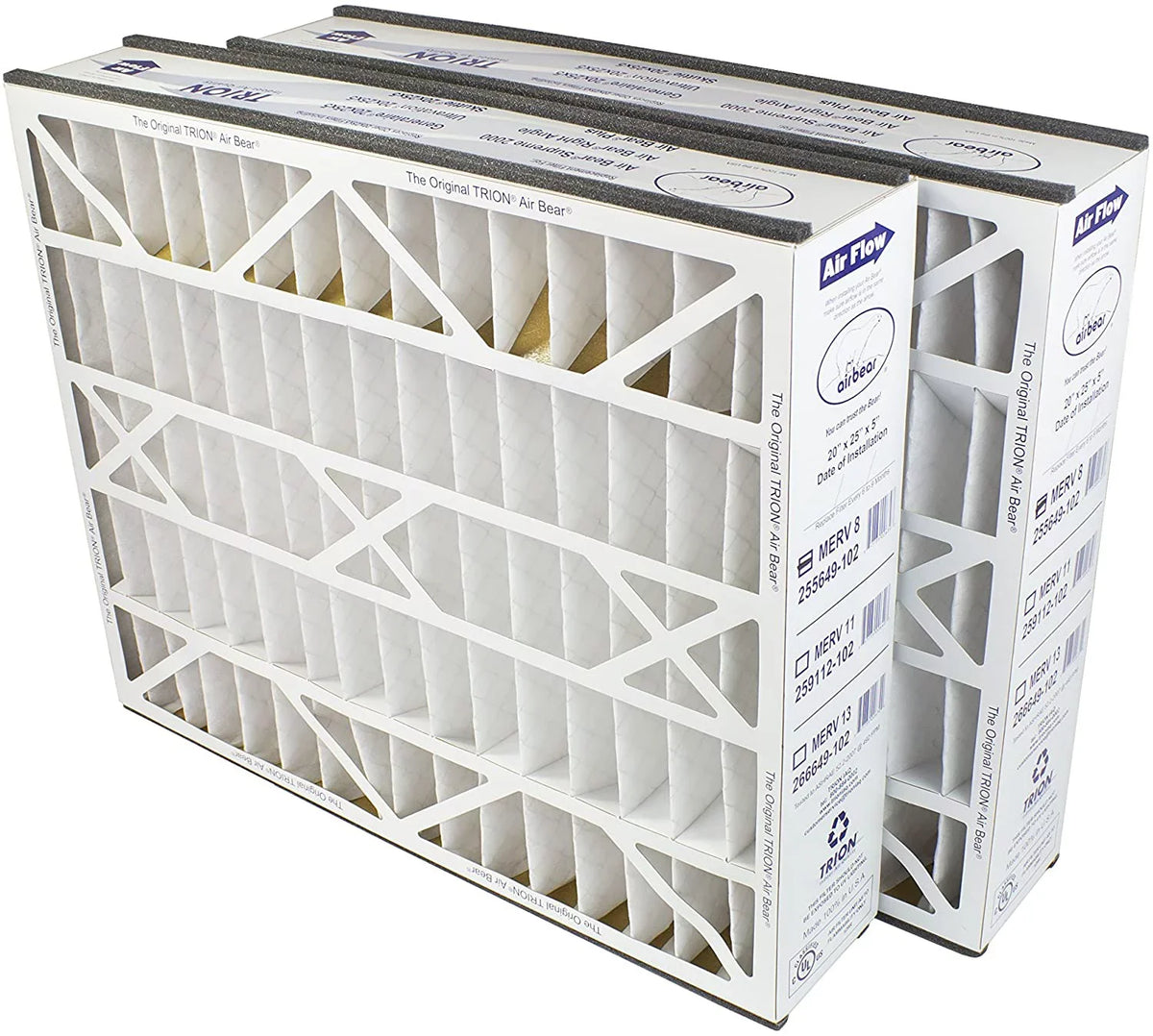Air MERV Filter, Pleated 5" x 20" 8 Bear Air 25" x (2-Pack) 255649-102 -