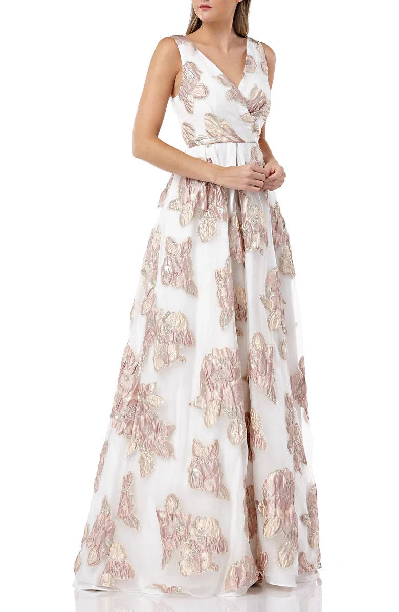 US Valvo Marc Carmen Infusion Organza Gown, BLUSH/IVORY Pleated 8 Women's