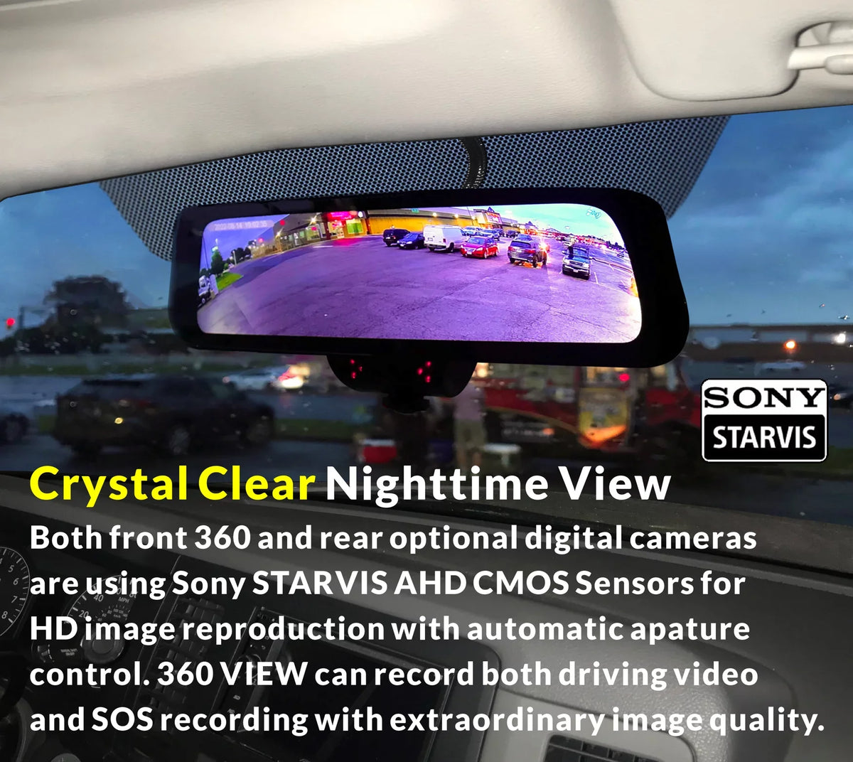 Auto with 360 Frameless w/ Dash Install, Day/Night, Mirror Brightness 10-inch Surround View DIY Touchscreen Monitor Backup RYDEEN 4K Camera Video-in View TFT Rearview
