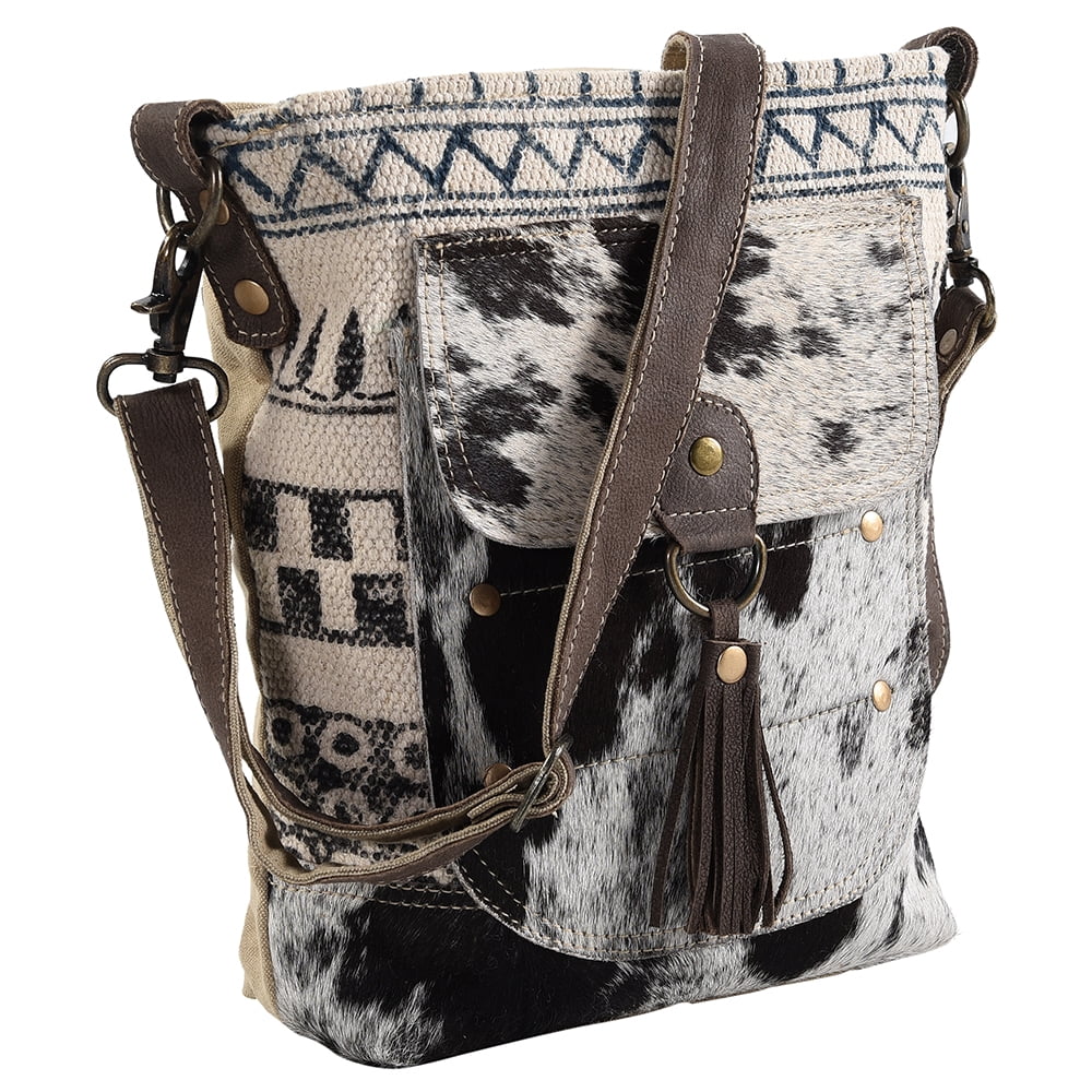 Upcycled Hair-on purse OHLAY bag western MESSENGER Leather Wool Upcycled women KB Canvas handbag Genuine