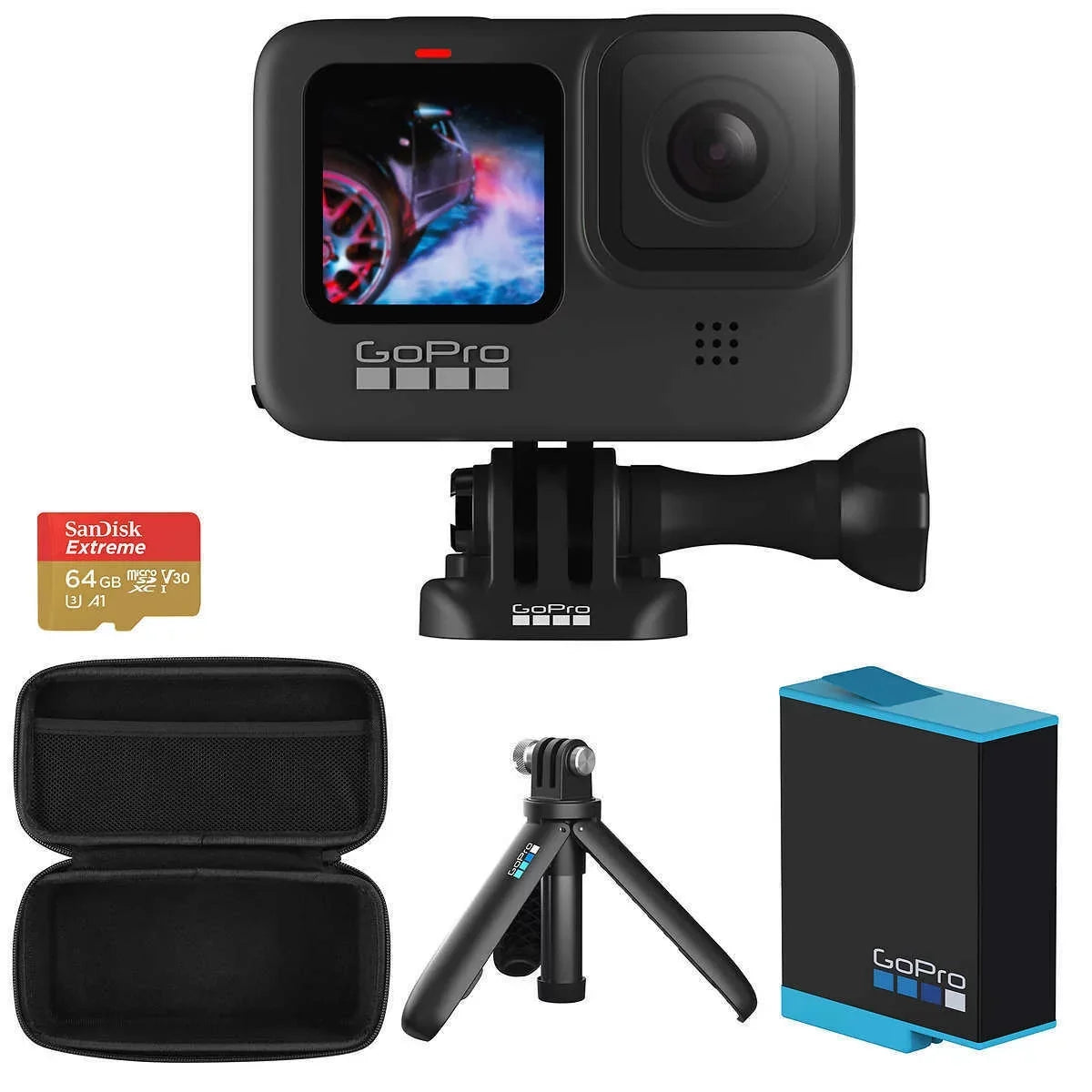 Battery/Case/64GB Extra Action Camera GoPro Bundle Brand -- HERO9 New
