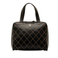 Lambskin Unisex Handbag CC HandleBag Wild Authenticated Leather Top (Good) Chanel Stitch Pre-Owned