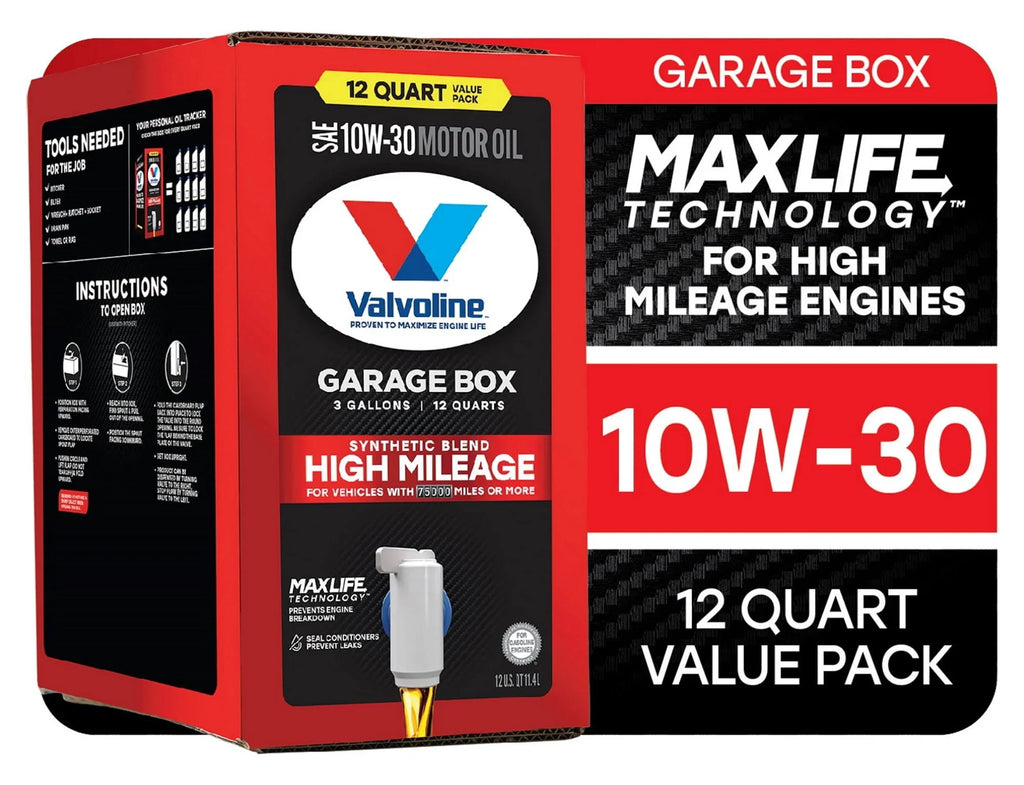 10W-30 MaxLife Valvoline Garage High QT Blend Oil Mileage Motor 12 Box Synthetic