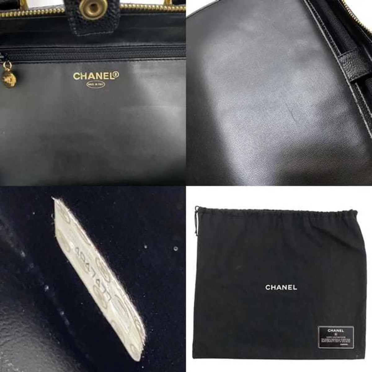 Chanel Vanity Stitch 4th Pre-Owned Gold Leather Bag A07061 Skin CHANEL Cocomark (Good) Handbag GP Caviar