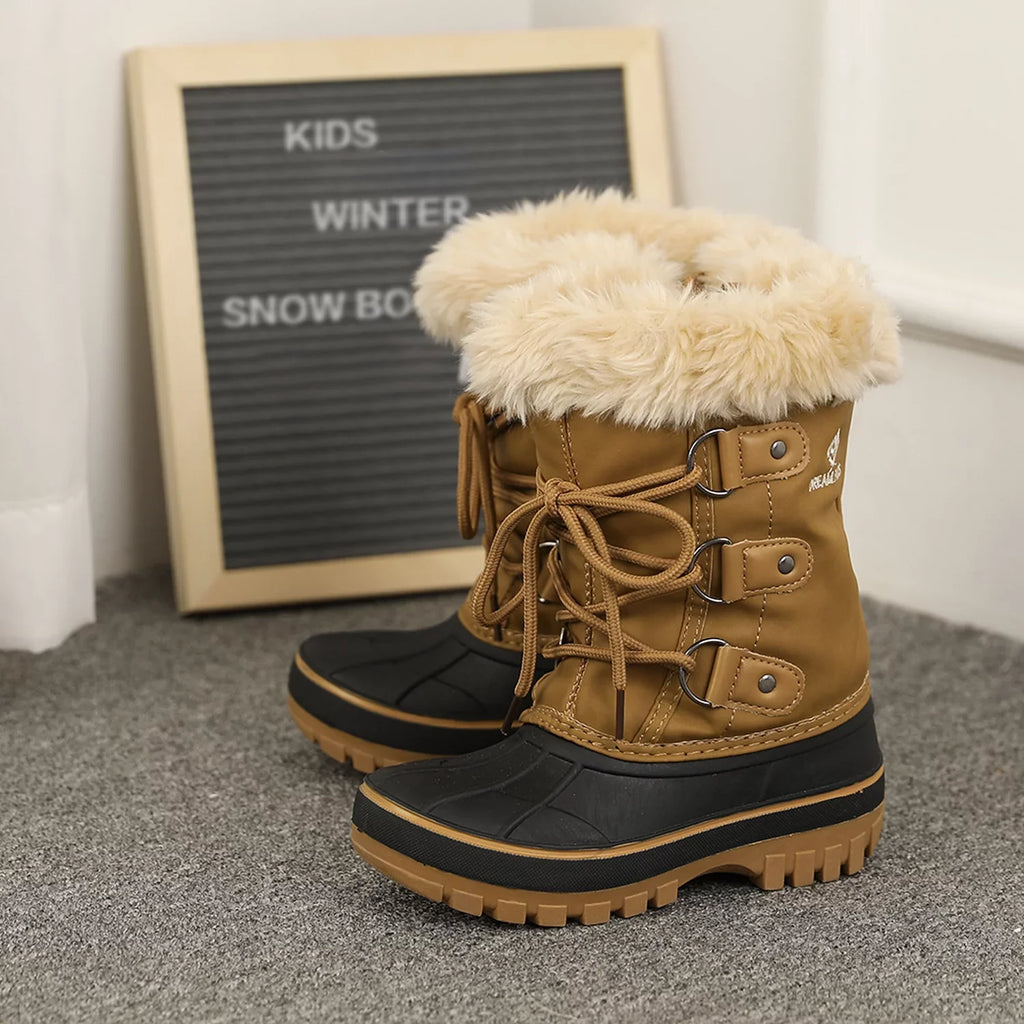 Soft Winter Snow Ankle Kids Shoes TAN Warm Boys Boots Kid Girls Dream Toddler Size Fur-Lined Boots Pairs Little Faux 1 FORESTER