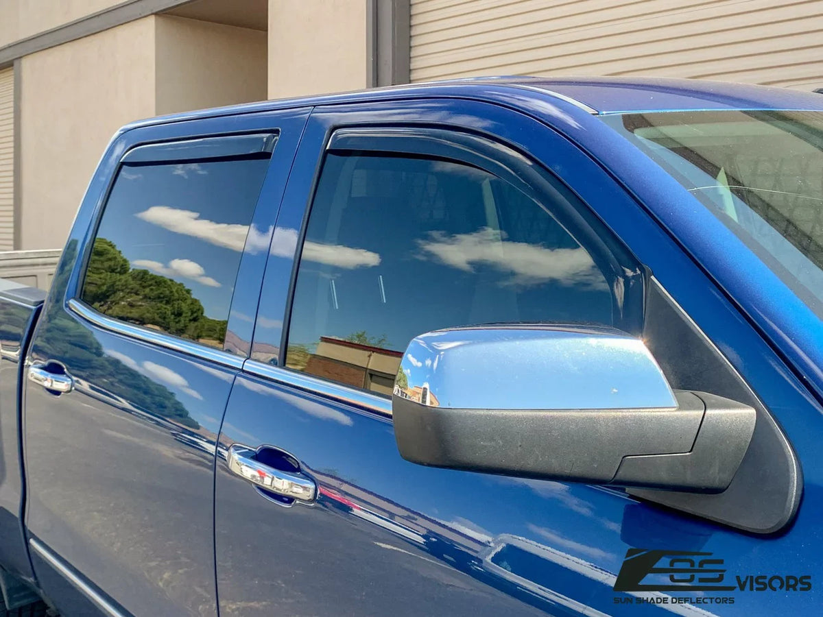 Store Deflectors Chevrolet | IN-CHANNEL ALL TINTED Side Fits 2014-2018 Visors Extreme SMOKE Silverado Online Window Guards Crew 1500 Style Models Vents EOS Rain Cab