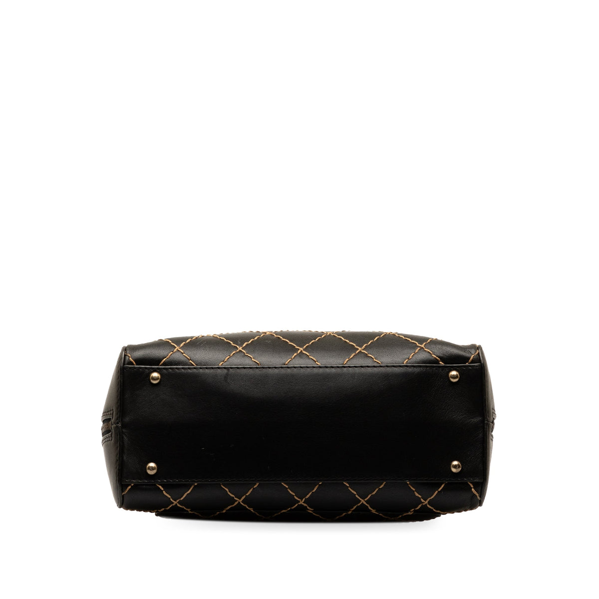 Lambskin Unisex Handbag CC HandleBag Wild Authenticated Leather Top (Good) Chanel Stitch Pre-Owned