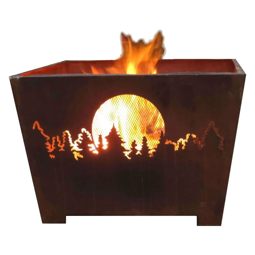 Moon Basket Brown and Outdoor Forest 24" Square Fire Finish Design Rustic Esschert