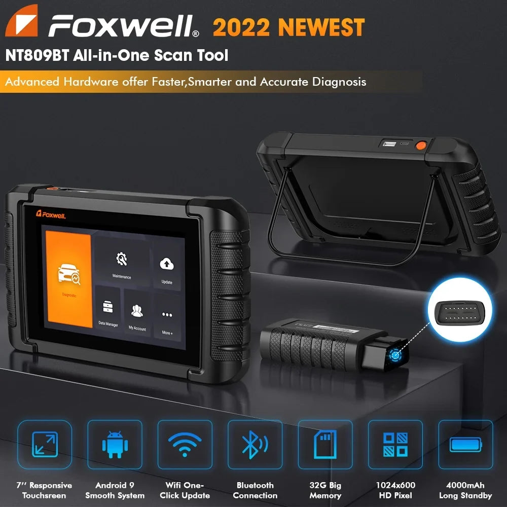 NT809BT Scanner Auto OBD2 Active Bluetooth Test Diagnostic Control Scanner Maintenance Analyzer Car Services Tool Scanner Automotive 30 Foxwell Automotive Code OBDI Scan Advanced Reader Bi-directional