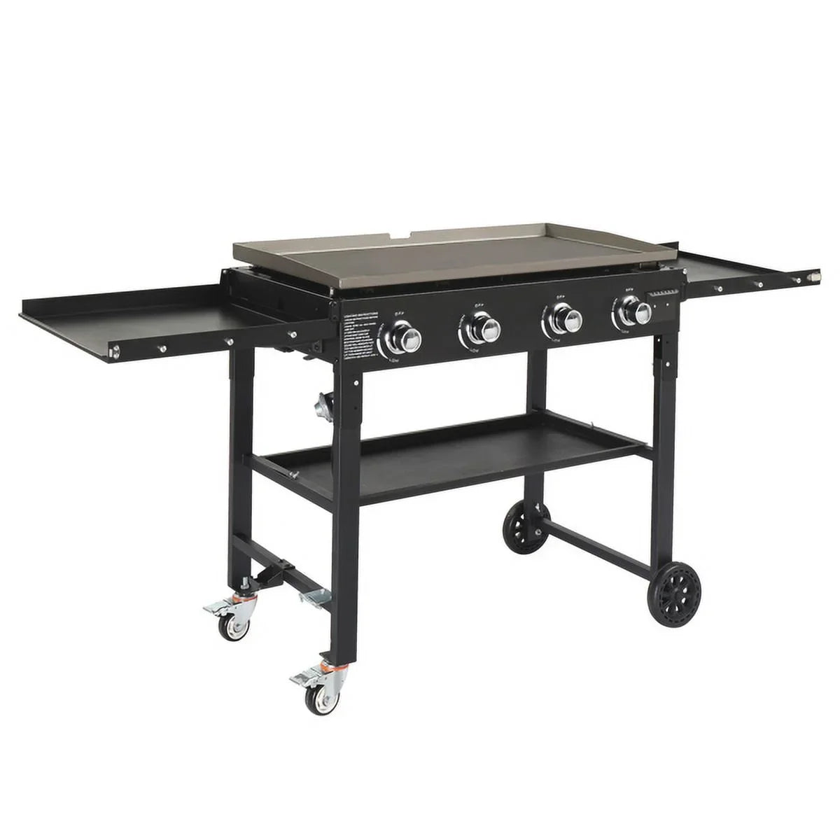 Steel, Stainless Garden SYTHERS Patio & Outdoor for Picnic with 4-Burner Grill Side Propane Shelves Foldable Rack, Spice BBQ
