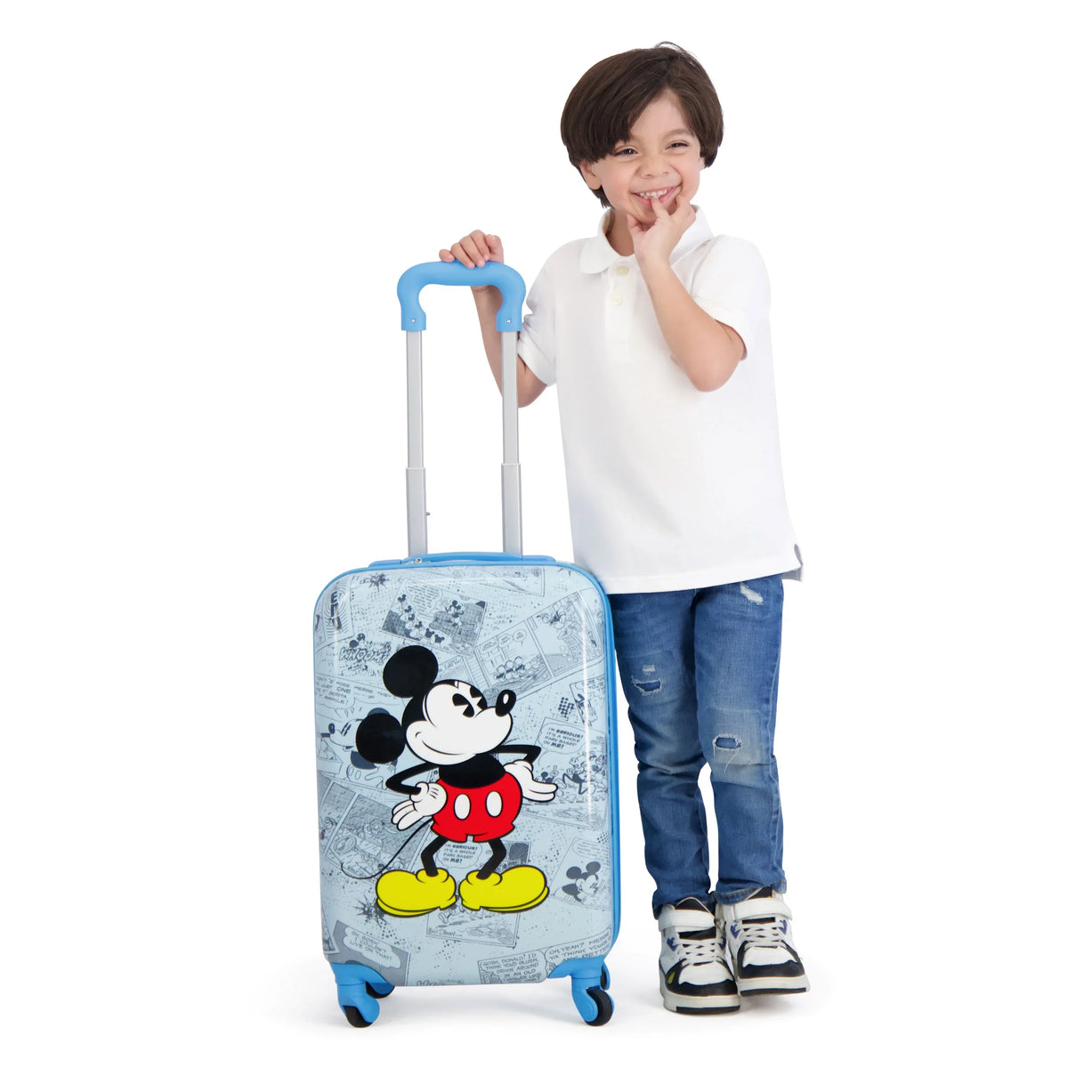 21 Inch Luggage, Disney Mouse Blue Wheels, On Suitcase with Rolling Mickey Carry Kids Spinner Hardshell
