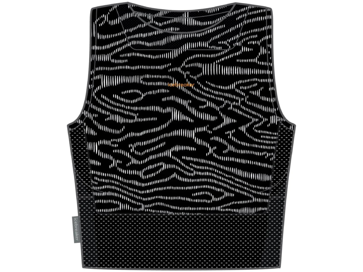 L /Snow/Aop, Icebreaker 125 Topo Lines Bra-Tank ZoneKnit Cropped Women's, -