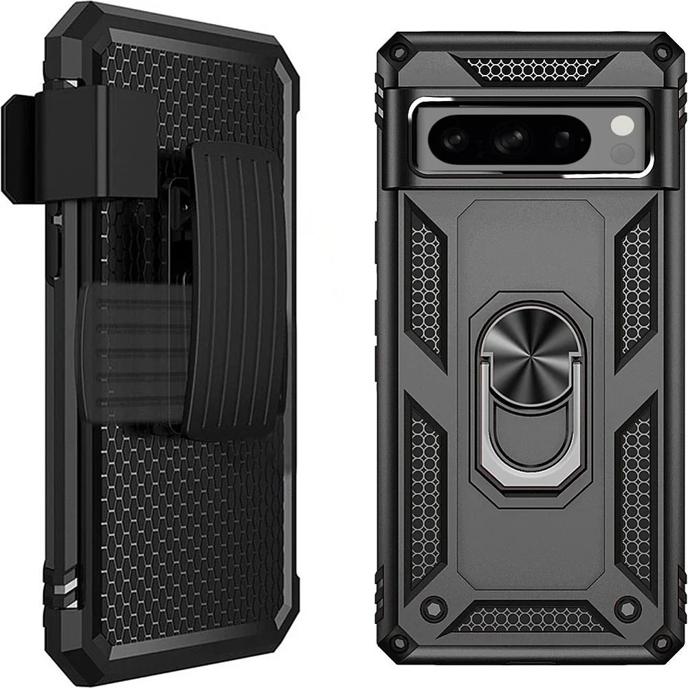 Pixel - for Google Case Ring 8 Clip Pro Drop-Proof Metal Google 8 Armor Cover Pixel Belt Kickstand Swivel Holster with Phones Combo Pro compatible