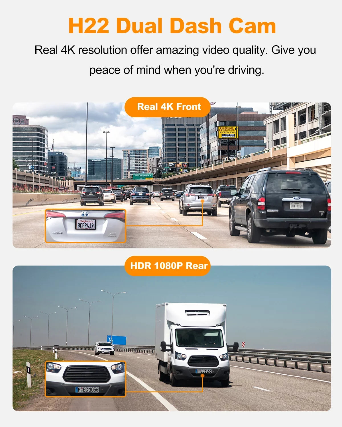Recording for 3" G-Sensor, Monitor, Angle Cars, Vision, 24H 157°Wide Dash WiFi GPS, HDR Built-in Front Loop Rear, Dash Parking IPS and Camera Dual YEECORE Screen, Night Real Cam, 4K+1080P