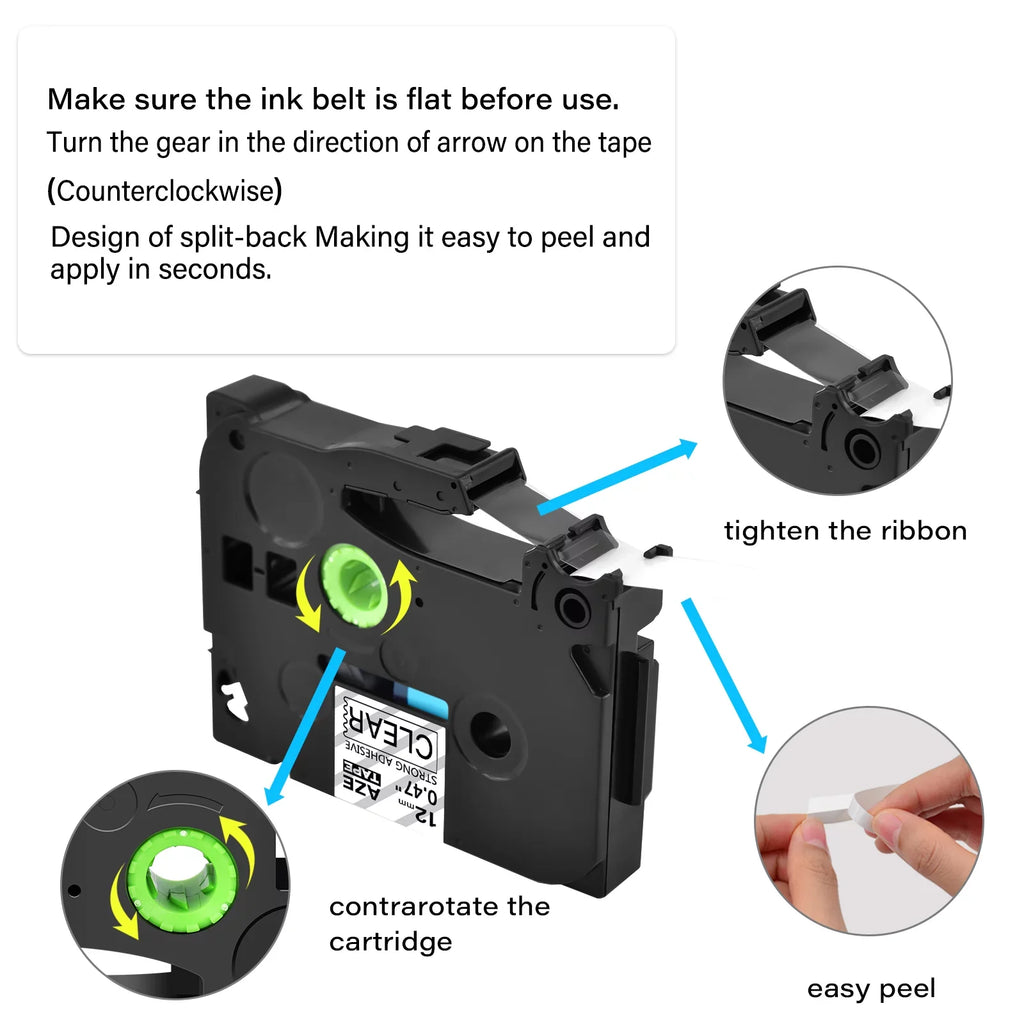 TZ on TZ-131 for Compatible Brother TZe-S131 TZe-131 TZe Clear Laminated 12mm 50PK P-touch Tape TZ-S131 GREENCYCLE Extra Label Strength